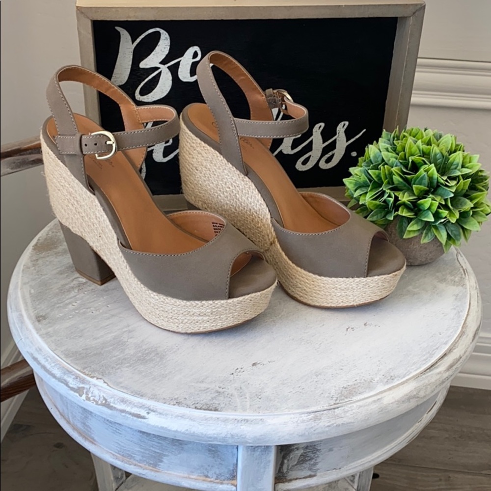 Seychelles Taupe Platform Wedges